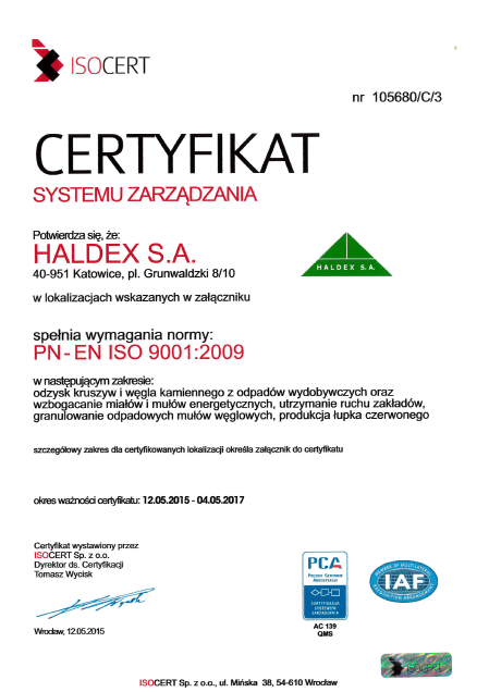 Certyfikat systemu zarządzania Haldex